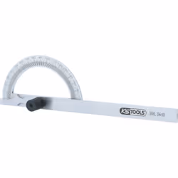 Ideale per la misurazione di angoli 0 - 180° Arco semicircolare aperto Con vite di fermo Suddivisione in gradi 1° Scala con c ...