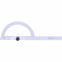 Ideale per la misurazione di angoli 0 - 180° Arco semicircolare aperto Con vite di fermo Suddivisione in gradi 1° Scala con c ...