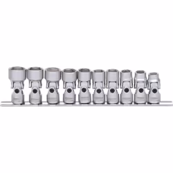 KS Tools 917.3940, Set di bussole, 3/8", 10 testina/e, Acciaio al cromo vanadio, DIN 3120, ISO 1174, 1,1 kg