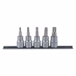 KS Tools 911.3923, Set di bussole, 3/8", 5 testina/e, Acciaio al cromo vanadio, DIN 3120, ISO 1174, 150 g