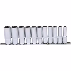 KS Tools 918.0602, Set di bussole, 3/8", 11 testina/e, Acciaio al cromo vanadio, DIN 3120, ISO 1174, DIN 3124, ISO 2725, 750 ...