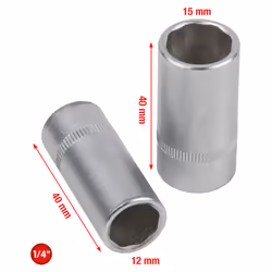 KS Tools 550.1170, Set di bussole, 1/4", 2 testina/e, Acciaio al cromo vanadio, DIN 3120, ISO 1174, 116 g