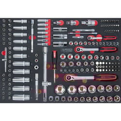 Ks Tools - 711.1011 - set bussole 1/2 3/8 1/4 - accessori utensili carrello da officina 175 pezzi