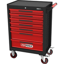 Carrello portautensili ECOline nero/rosso con 7 cassetti