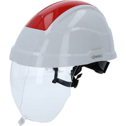 Casco di protezione da lavoro con protezione per il viso, rosso