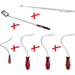 Kstools - Supporto magnetico flessibile e telescopico e serie di specchi per ispezione, 6 pz