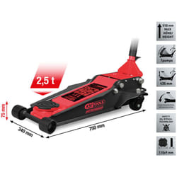 Ks Tools - cric auto a carrello sollevatore martinetto idraulico 2,5ton 75-510mm