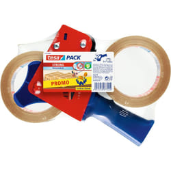 Tesa - pack Set Dispenser Manuale con 2 Rotoli pack Strong Trasparenti, Dispenser Professionale in Metallo e Plastica, Nastro Adesivo Forte da