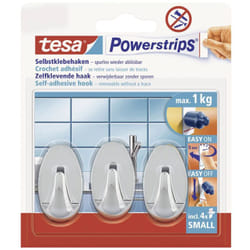 Tesa - powerstrips® Gancio adesivo piccolo ovale Cromo Contenuto: 3 pz.