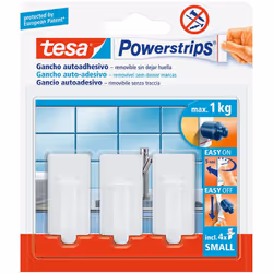 Tesa powertrips fino a 1kg classico bianco. Fissare oggetti su superfici lisce senza utilizzare strumenti, viti o unghie. Può ...
