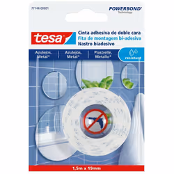 Tesa nastro per fissaggio su piastrelle e metallo è perfetto per montare specchi e altri oggetti sottili (fino a 4 mm di spes ...