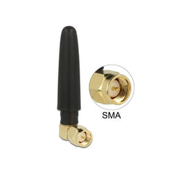 DeLOCK WLAN 802.11 b/g/n Antenna SMA maschio 90° 2 dBi omnidirezionale con raccordo basculante e materiale flessibile nero