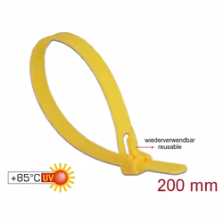 DeLOCK 18759 fascetta Releasable cable tie Nylon Giallo 100 pz - Vista aggiuntiva 2
