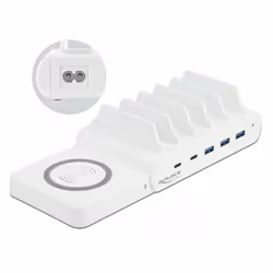 DeLOCK Caricatore USB e wireless 2 x USB Type-C PD + 3 x USB Tipo-A con 110 W