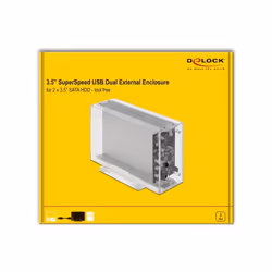 DeLOCK Custodia esterna doppia per 2 x HDD SATA da 3.5″ con USB Type-C femmina trasparente - senza utensili - Vista aggiuntiva 5