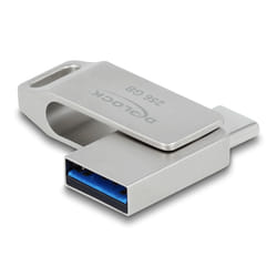 DeLOCK Chiavetta USB 5 Gbps USB-C + Tipo-A da 256 GB - Alloggiamento in metallo
