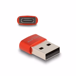 DeLOCK Adattatore USB 2.0 da USB Tipo-A maschio a USB Type-C femmina rosso, USB C, USB A, Rosso