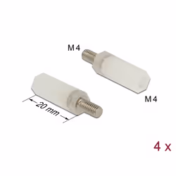 DeLOCK Supporto M4 x M4, esagonale, interno / esterno, 20 mm naturale 4 pz., Plastica, Naturale