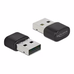 DeLOCK Adattatore USB Bluetooth 4.2 e Dualband WLAN ac/a/b/g/n 433 Mbps, Con cavo e senza cavo, USB, WLAN, 433 Mbit/s, Nero