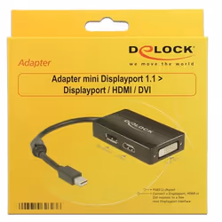 DeLOCK 0.16m DisplayPort/Displayport + HDMI + DVI 0,16 m Mini DisplayPort DisplayPort + DVI + HDMI Nero - Vista aggiuntiva 2