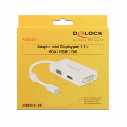 DeLOCK 0.16m DisplayPort/VGA + HDMI + DVI 0,16 m Mini DisplayPort VGA (D-Sub)+ HDMI + DVI Bianco