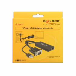 DeLOCK 0.25m VGA+USB2.0-A/HDMI 0,25 m VGA (D-Sub) + USB Nero
