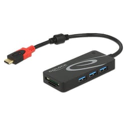 DeLOCK HUB USB 3.0 USB Type-C > 3 Port extern USB 3.2 Gen 1 (3.1 Gen 1) Type-C Nero