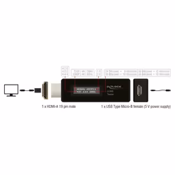 DeLOCK 63327 adattatore per inversione del genere dei cavi HDMI-A 19 pin USB Type Micro-B Nero - Vista aggiuntiva 3