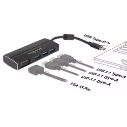 DeLOCK 63932 replicatore di porte e docking station per laptop USB 3.2 Gen 1 (3.1 Gen 1) Type-C Nero