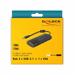 DeLOCK 63932 replicatore di porte e docking station per laptop USB 3.2 Gen 1 (3.1 Gen 1) Type-C Nero