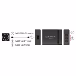 DeLOCK USB-Wandladegerät 63974 Universale Nero AC Interno - Vista aggiuntiva 4