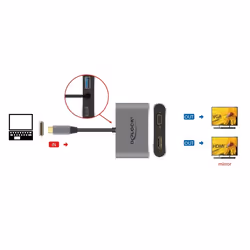 DeLOCK 64074 replicatore di porte e docking station per laptop USB 3.2 Gen 1 (3.1 Gen 1) Type-C Grigio - Vista aggiuntiva 4