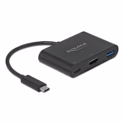 DeLOCK 64091, USB 3.2 Gen 1 (3.1 Gen 1) Type-C, 60 W, Nero, HDMI, USB 3.2 Gen 1 (3.1 Gen 1) Type-A, USB 3.2 Gen 1 (3.1 Gen 1) ...
