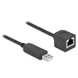DeLOCK Cavo di connessione seriale con chipset FTDI, USB 2.0 Tipo-A maschio per RS-232 RJ45 femmina 50 cm nero