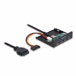 DeLOCK USB 3.2 Gen 1 Hub interno a 4 porte da 3.5″, 8,89 cm (3.5"), condotto I/O, Nero, Metallo, 5 Gbit/s, VIA VL817