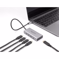 DeLOCK Hub USB 10 Gbps USB Type-C con 4 x USB Type-C femmina + 1 x USB Type-C PD 85 Watt con cavo di collegamento da 30 cm, U ...