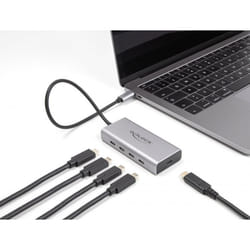 DeLOCK Hub USB 10 Gbps USB Type-C con 4 x USB Type-C femmina + 1 x USB Type-C PD 85 Watt con cavo di collegamento da 30 cm