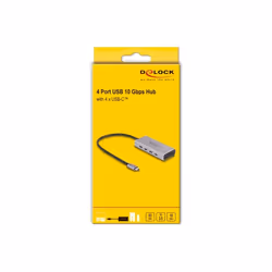 DeLOCK Hub USB 10 Gbps USB Type-C con 4 x USB Type-C femmina + 1 x USB Type-C PD 85 Watt con cavo di collegamento da 30 cm