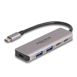 DeLOCK Hub USB 5 Gbps a 2 porte USB Type-C e 2 porte Tipo-A con connettore USB Type-C