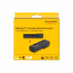 DeLOCK Convertitore USB Type-C per 1 x SSD M.2 NVMe + 1 x SATA SSD / HDD con funzione di clonazione - Vista aggiuntiva 5