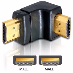DeLOCK Adapter HDMI male > HDMI male 90° down, HDMI 1.3, HDMI 1.3, Nero