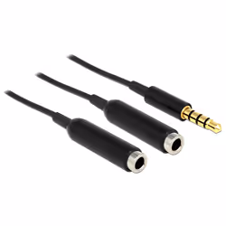 DeLOCK 65575, 3.5mm, Maschio, 2 x 3.5mm, Femmina, 0,25 m, Nero