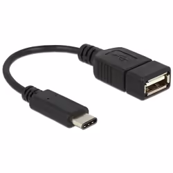 DeLOCK 65579, 0,15 m, USB C, USB A, USB 2.0, Maschio/Femmina, Nero