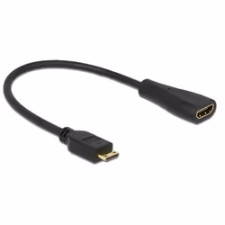 DeLOCK 0.23m mini-HDMI/HDMI, 0,23 m, HDMI Type C (Mini), HDMI tipo A (Standard), 1920 x 1200 Pixel, Nero