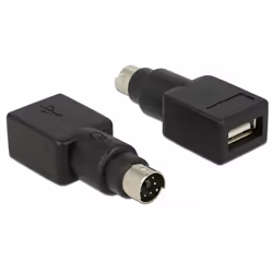 DeLOCK 65898, PS/2, USB tipo A, Nero, Acciaio inox