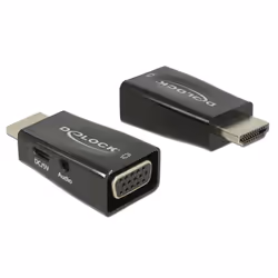 DeLOCK 65901, HDMI A, VGA & 3.5 mm Audio, Nero