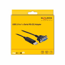 DeLOCK 66281 cavo seriale Nero 1,8 m RS-232 USB tipo A
