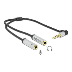 DeLOCK Adattatore per cuffie 1 x 3,5 mm 4 pin Jack stereo maschio a 2 x 3,5 mm 3 pin femmina (CTIA)