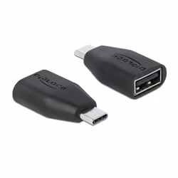 DeLOCK Data blocker USB Type-C maschio per Tipo-A femmina, USB Type-C, USB tipo A, Nero