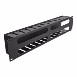 DeLOCK Pannello di gestione dei cavi da 19″ con 4 aperture 2U nero - Vista aggiuntiva 2